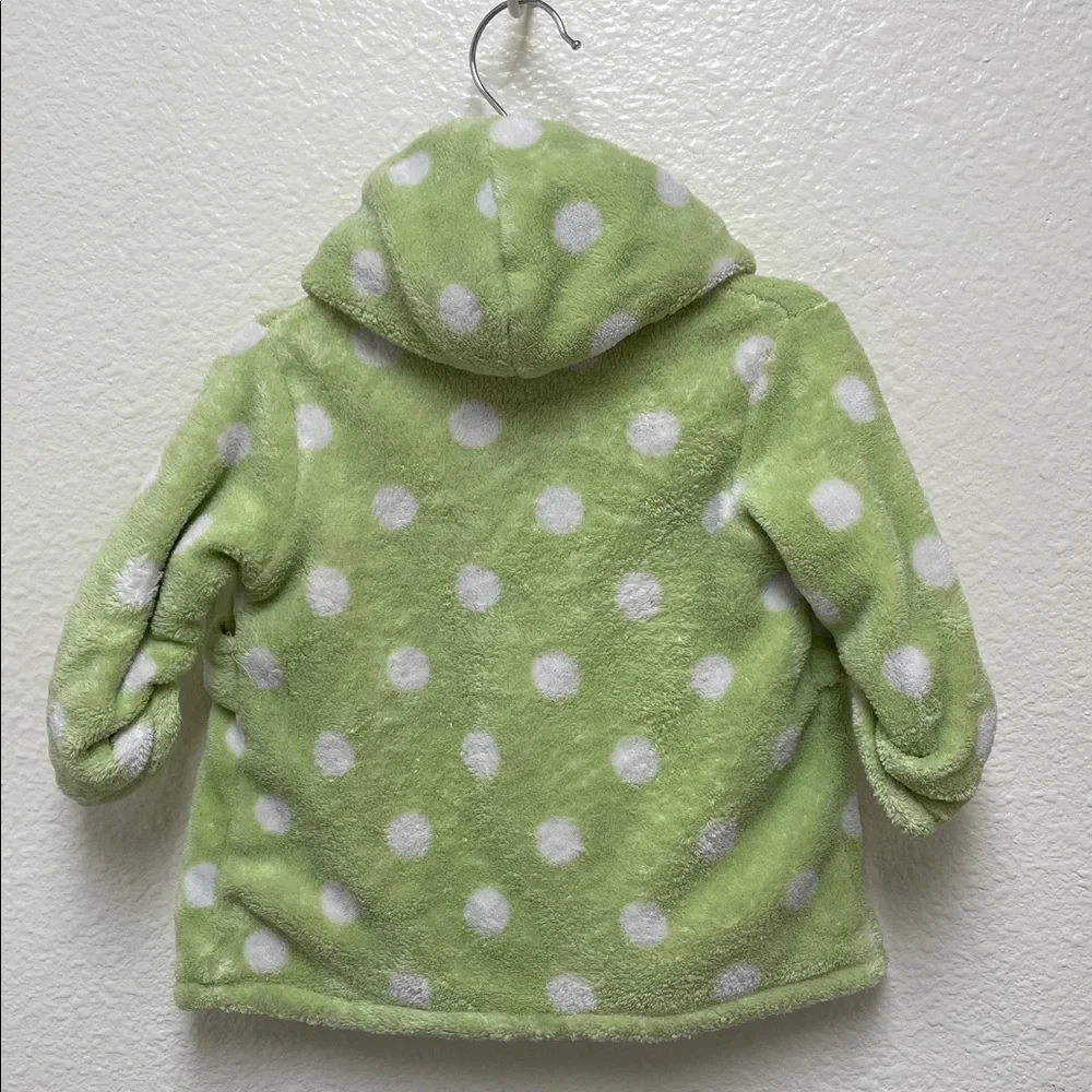Disney Baby Winnie The Pooh Green and White Polka Dot Hooded Soft Bath Robe